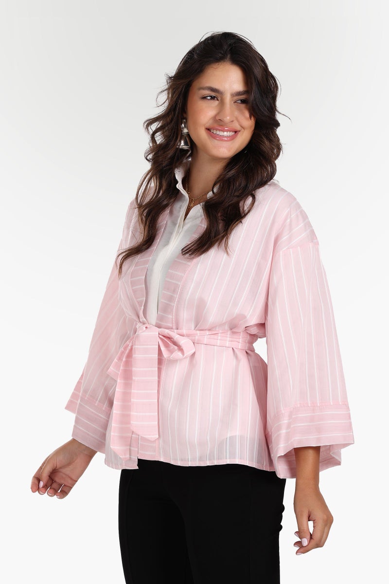Clue Open-Front Striped Kimono - Image 3